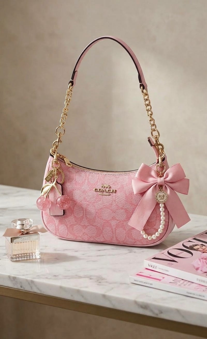 Pink Pearl Bow Shoulder Bag