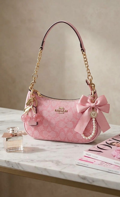 Pink Pearl Bow Shoulder Bag